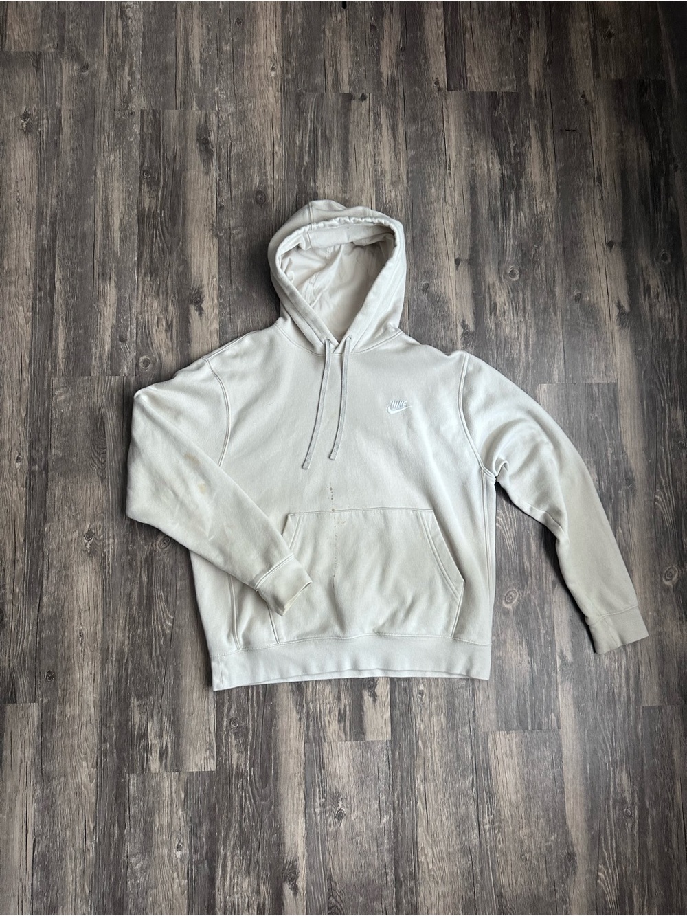 Men’s Nike Club Fleece Pullover Hoodie Size Medium Sand Off White